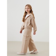 Lc Waikiki Yeni Sezon Beli Lastikli Kız Çocuk Kargo Eşofman Altı