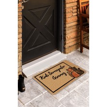 Suare Concept Bej Kedi Desenli Kapı Önü Paspası KP10