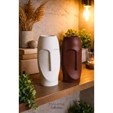 Mosarte Stoneface Series Minimalist Soyut Yüz Vazo / Heykel – Modern Dekoratif Obje 2'li Set