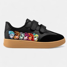 Lias Design Monester Kızlar Baskılı Siyah Kauçuk Taban Görünümlü Çocuk Spor Ayakkabı Sneaker