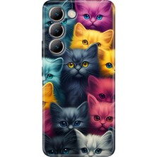 Grabono Vivo V30 Lite 6.67" Kılıf Desenli Baskı Özel Tasarım Silikon Kedi Ordusu