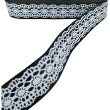 Nuvigo Tafta Dantel Görünümlü Kurdele Siyah 25 Mm 1 Metre