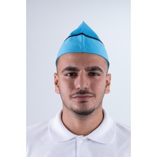 TR Chef Bone Kep Aşçı Şef Şapkası Turkuaz ( Siyah Biyeli )