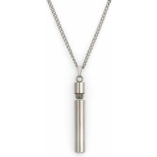 Herşey Nota Paslanmaz Çelik Titanyum Silindir Kapsül Kolye – Açılabilir Unisex Kolye Gizli Saklama Bölmeli Takı