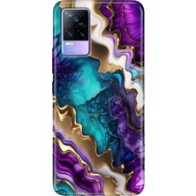 Grabono Vivo V21 Kılıf 6.44 Inc Desenli Silikon Esnek Uyumlu Kapak Keskin Ametist