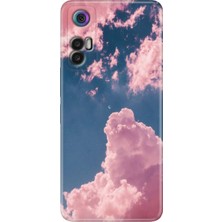 Grabono Tcl 30+ (Plus) Kılıf Silikon Renkli Resimli Arka Kapak Pembe Bulut