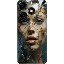 Grabono Tecno Spark 10 4g - 10C Kılıf Renkli Özel Çizim Esnek Silikon Cam Kırığı