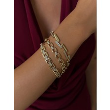 Nur Tasarım Atolyesi Xuping 14 K Altın Kaplama Renk Arası Taşlı Ince Kordon Model Bileklik 17 + 2 cm