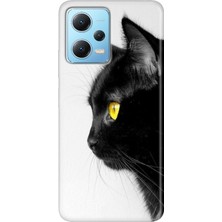 Grabono Redmi Note 12 5g Kılıf Baskılı Dokulu Kapak Silikon Kedi Bakışı