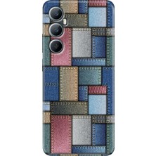 Grabono Realme C65 Kılıf (RMX3910) Uyumlu Renkli Baskılı Silikon Jean Pattern