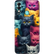 Grabono Tecno Spark 8t Kılıf Desenli Kapak Renkli Kedi Ordusu