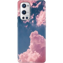 Grabono Oneplus 9 Pro Kılıf Renkli Özel Temalı Desenli Silikon Tpu Pembe Bulut