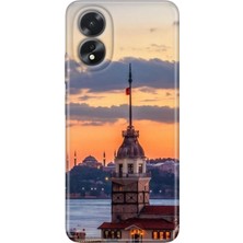 Grabono Oppo A38 Kılıf (CPH2579) Uyumlu Silikon Desenli Kalıplı Kapak Kız Kulesi