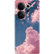 Grabono Tecno Camon 20 Premier 5g Kılıf (CK9N) Uyumlu Desenli Silikon Pembe Bulut