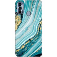 Grabono Tecno Spark 7 Pro Kılıf Renkli Silikon Simli Taş