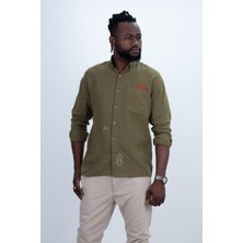 Nakışlı Oversize Dökümlü Erkek Gömlek Siyah