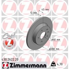 Zimmermann Matrixzn Arka Fren Aynasi Astra J 09 Mokka 13 Cruze 09 Aveo 11 Trax 12 268.5x12x5dl Dolu 569074-95527032-95527032