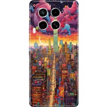 Grabono Tecno Camon 30 Kılıf (Cl6) Uyumlu Silikon Desenli Kapak Retro Newyork