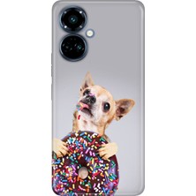 Grabono Tecno Camon 19 Pro Kılıf Renkli Temalı Desenli Tpu (CI8N) Uyumlu Silikon Donut Dog