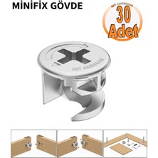 İmt Aksesuar Minifix Gövde 15X13MM Mobilya Dolap Birleştirme Bağlantı Vidası - 30 Adet