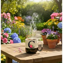 Finka Dekor Çiçekli C Harfi Tasarımlı-Kişiye Özel Seramik Kupa