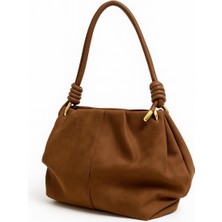 Lorevie Kadın Süet Büzgü Detaylı El ve Omuz Çantası