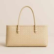 Lorevie Kadın Örgü Dokulu Fermuarlı Tote El ve Omuz Çantası