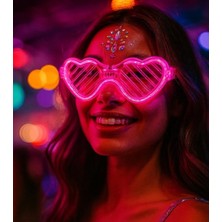 Just Cheap Store Pembe LED Işıklı Kalp Gözlük – 3 Modlu Parti &amp;