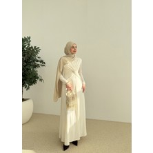 Moda Aksa Düğüm Detay Elbise Soft Krem