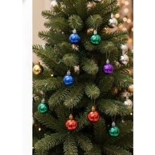 Dodomar 3 cm – Parlak Karışık Renk Yılbaşı Top Süs 12 Parça Mini Dekoratif Ağaç ve Parti Süsleme Seti