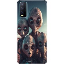 Grabono Vivo Y20/Y20S/Y11S Uyumlu Kılıf Renkli Desenli Özel Tasarım Baskı Tpu Uv Silikon Kılıf Ufo