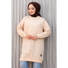 İlkimay.com Armalı Yırtmaç Detay Tunik 1665 - Bej