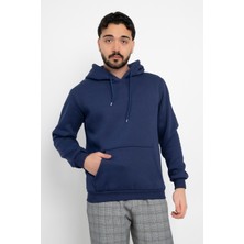 Basic Baskısız 3 Iplik Kapüşonlu Unisex Kanguru Cepli Kapüşonlu Sweatshirt Hoodie Sweat