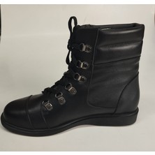 Lucciola Kadın Hakiki Deri Bağcıklı Siyah Deri Bot