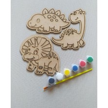 Yubamar Ahşap Dinozor Boyama Objeleri 3'lü Set - Ham Mdf Figürler
