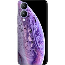 Grabono Vivo Y17S Kılıf Renkli Desenli Özel Tasarım Baskı Silikon Kapak World