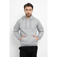 Basic Baskısız 3 Iplik Kapüşonlu Unisex Kanguru Cepli Kapüşonlu Sweatshirt Hoodie Sweat