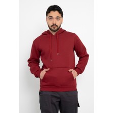 Basic Baskısız 3 Iplik Kapüşonlu Unisex Kanguru Cepli Kapüşonlu Sweatshirt Hoodie Sweat