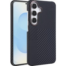 MobaxAksesuar Samsung Galaxy A25 5g Kılıf Kevlar Desenli Karbon M-Safe Magnetik Şarj Vega-Msafe