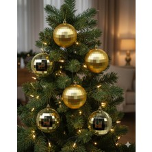 Dodomar 8 cm – Gold Mat Parlak Yılbaşı Top Süs Disko Topu 6 Adet Dekoratif Ağaç ve Parti Süsü