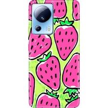 Grabono Xiaomi Mi 13 Lite Kılıf Desenli Mi 13 Lite Design Silikon Çilek