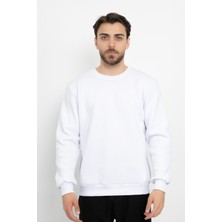 Basic Baskısız 3 Iplik Unisex Cepsiz Düz Sweatshirt Yuvarlak Yaka Sweat