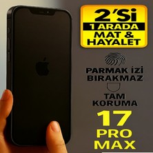 AyzTechCases iPhone 17 PRO MAX (Mat+ Hayalet) 2’si 1 Arada Kaplayan Kırılmaz 9h Ekran Koruyucu