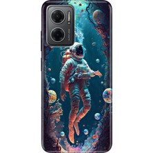 Grabono Xiaomi Redmi Note 11E Kılıf Renkli Özel Temalı Desenli Silikon Tpu Astronot
