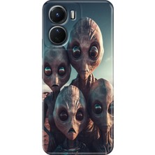 Grabono Vivo Y16 Kılıf Renkli Desenli Özel Tasarım Baskı Silikon Kapak Ufo
