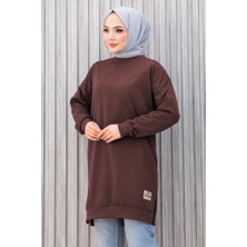 İlkimay.com Armalı Yırtmaç Detay Tunik 1665 - Kahve