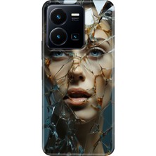 Grabono Vivo Y22S -Y35 Kılıf Renkli Tpu Uv Baskılı Desenli Silikon Cam Kırığı