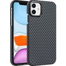 MobaxAksesuar Apple iPhone 11 Kılıf Kevlar Desenli Karbon M-Safe Magnetik Şarj Vega-Msafe