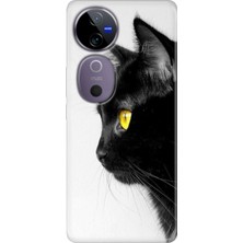 Grabono Vivo V40 Kılıf Desenli Temalı Esnek Silikon Kedi Bakışı