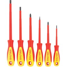 İzeltaş 6 Parça 1000V Izoleli Tornavida Seti | Vde Onaylı Düz ve Yıldız Uçlu Takım